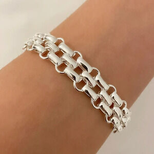 925 Sterling Silver Chunky Chain Link Bracelet Silver Large Link Bracelet